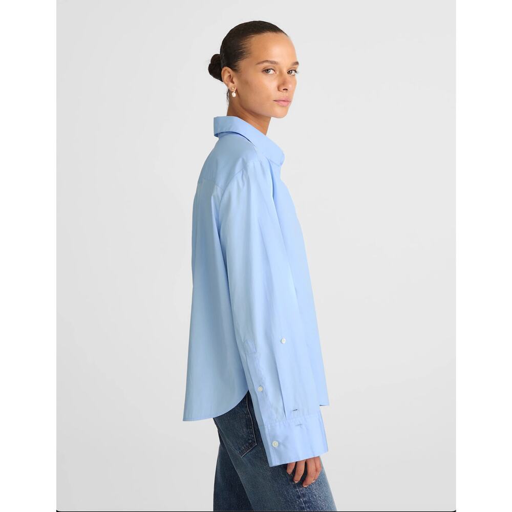 Madewell Easy Y-Neck Button-Up Shirt Peri Blue Size XL NWT - Picture 3 of 15